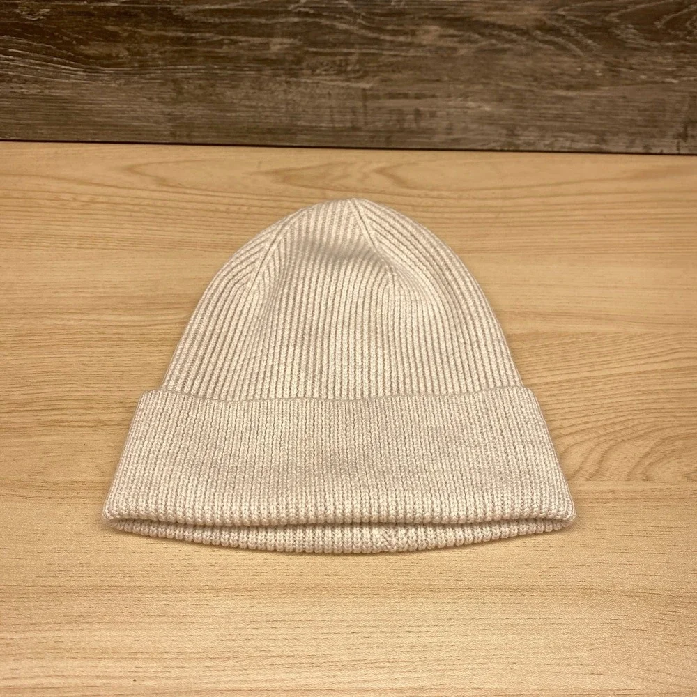 Auxiliary Hat Cap Beanie Beige Ribbed Knit Cuff Winter Warm Aritzia Womens